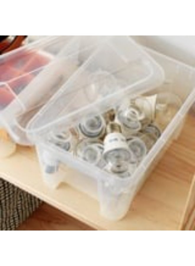 أيكيا صندوق تخزين بلاستيكي متعدد الأغراض - صندوق شفاف قابل للتكديس للملابس والأحذية والكتب والألعاب - 28×19×14 سم - Image 4